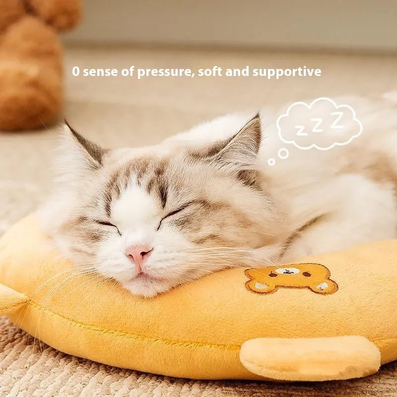 Cat U-shape pillow in Lomi Brown, breathable mini pet pillow for dogs, wooden free size design