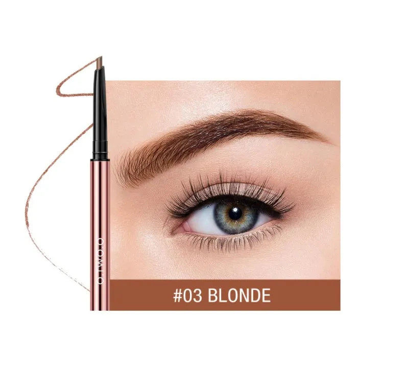 Eyebrow pencil set showing six colour options in colour box packaging.