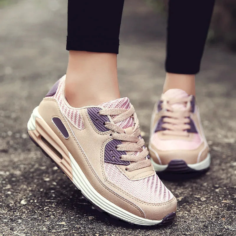 Women's beige orange casual shoes with a 3.5cm block heel, shown on a size chart.