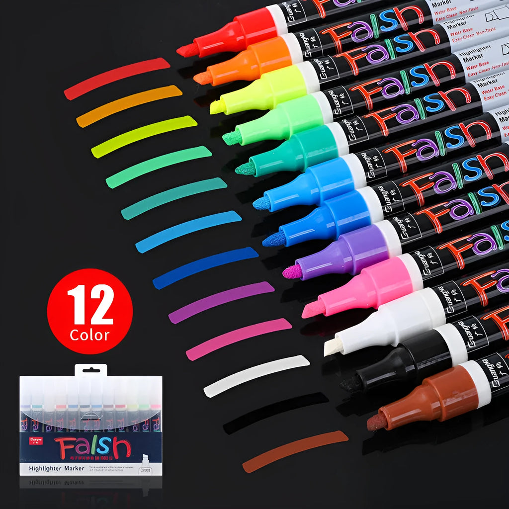 6mm electronic fluorescent plate highlighter with oblique pen shape and pressure valve design