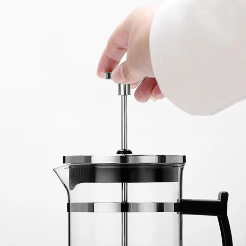 Compact stainless steel and glass manual coffee maker with 350ml capacity