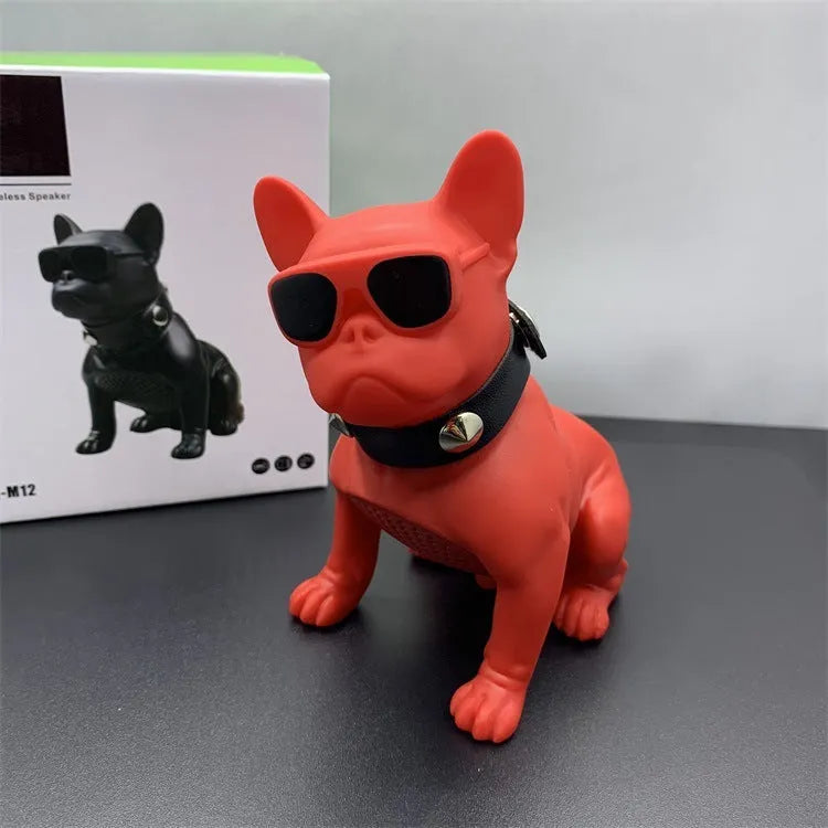 Mini bulldog-shaped Bluetooth speaker in black colour showing compact design with wireless connectivity