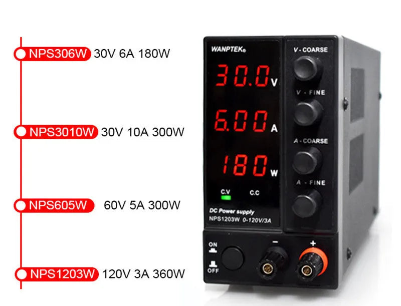White S605W model adjustable DC laboratory power supply unit for electronics repair.