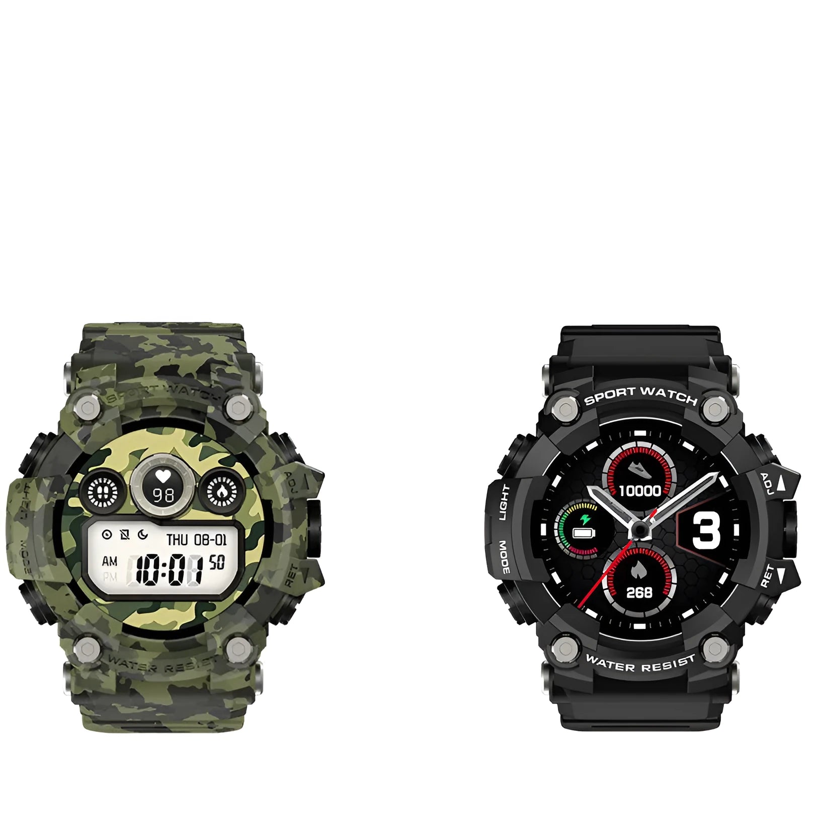 T6 Tactical Smart Watch with black rugged strap and 1.3-inch display on a wrist