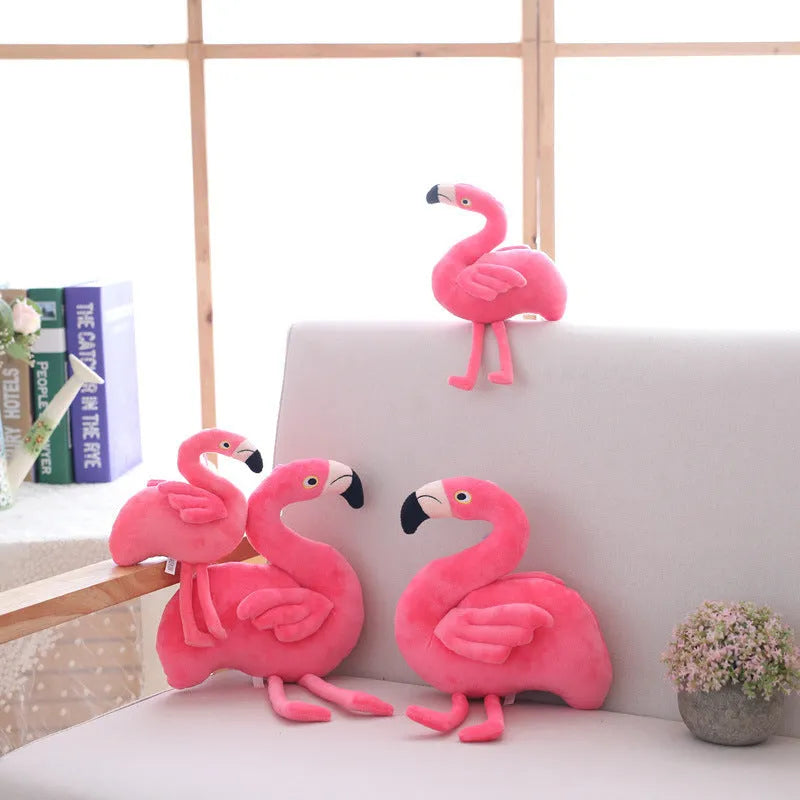 Pink flamingo plush toy with short plush fabric