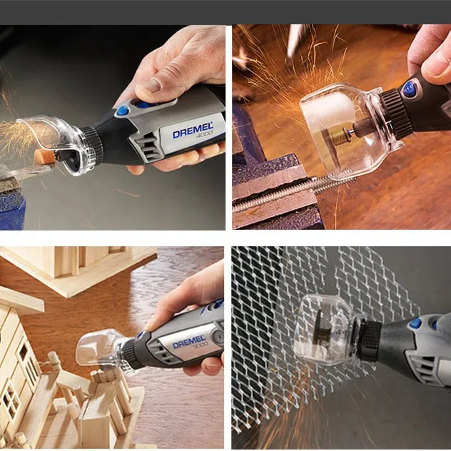 Transparent plastic safety cover for Delta grinder with 17.5-19mm thread port.
