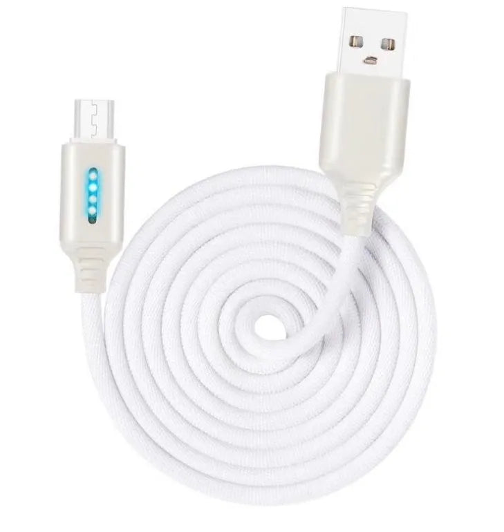 Fabric braided USB charging cable in black, 1 metre long with USB and device connectors