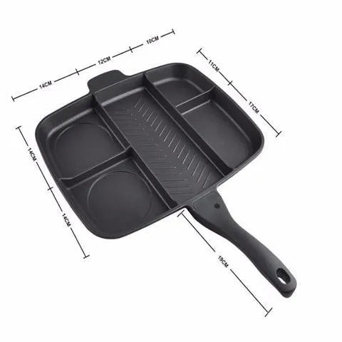 Large rectangular MasterPan 5-in-1 multifunctional aluminium frying pan with non-stick coating and black ABS handles.