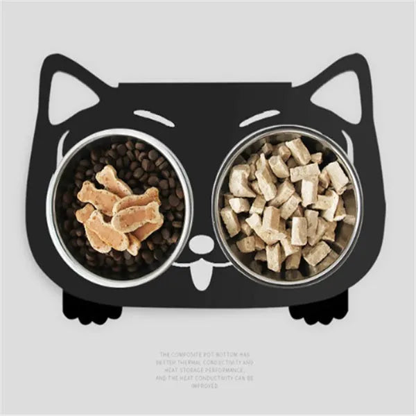Anti-falling cat dog stainless steel feeding water bowl 35cm x 25cm x 80cm in black white pink blue