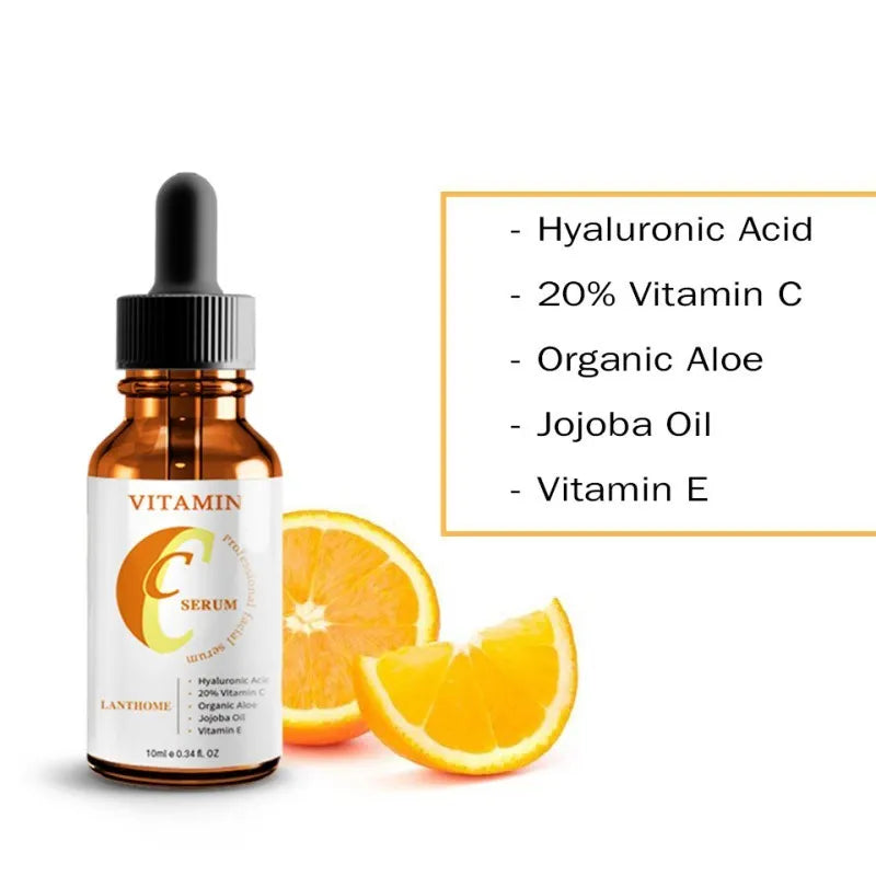 10ml bottle of Vitamin C hyaluronic acid facial serum for anti-aging and moisturising