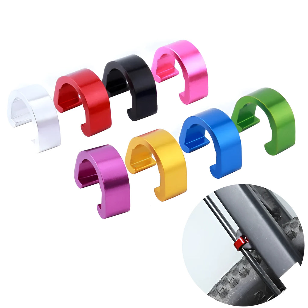 Aluminium alloy C-shaped buckle in assorted colours, dimensions 10.2mm by 13mm.