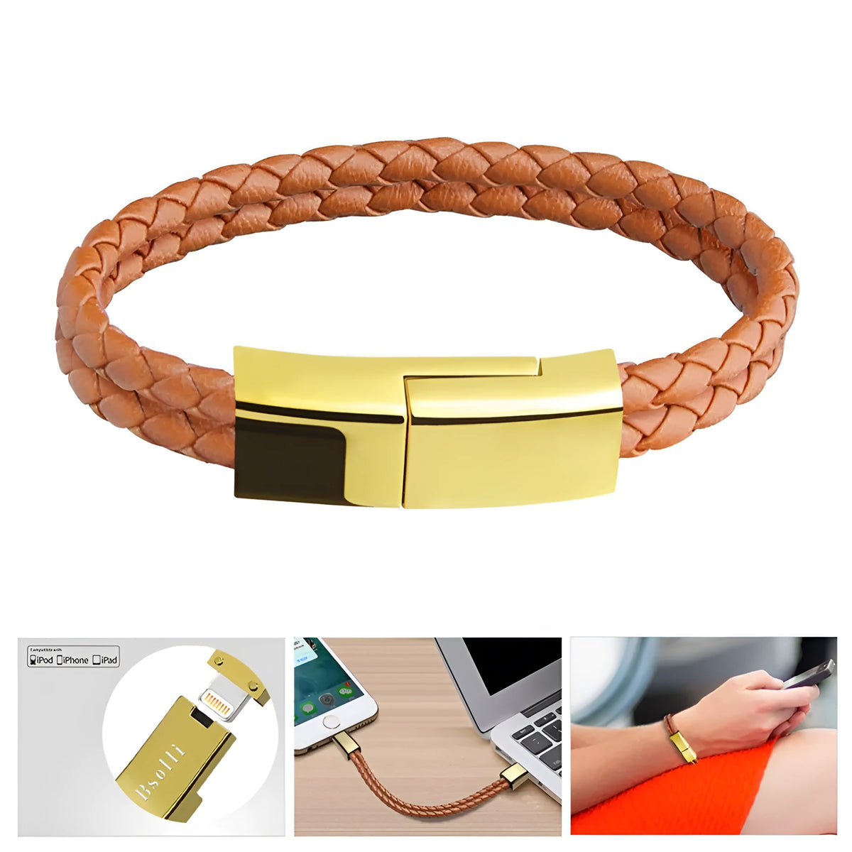 Bracelet cable Mini USB Micro USB single head brown double line 22.5cm with gift box