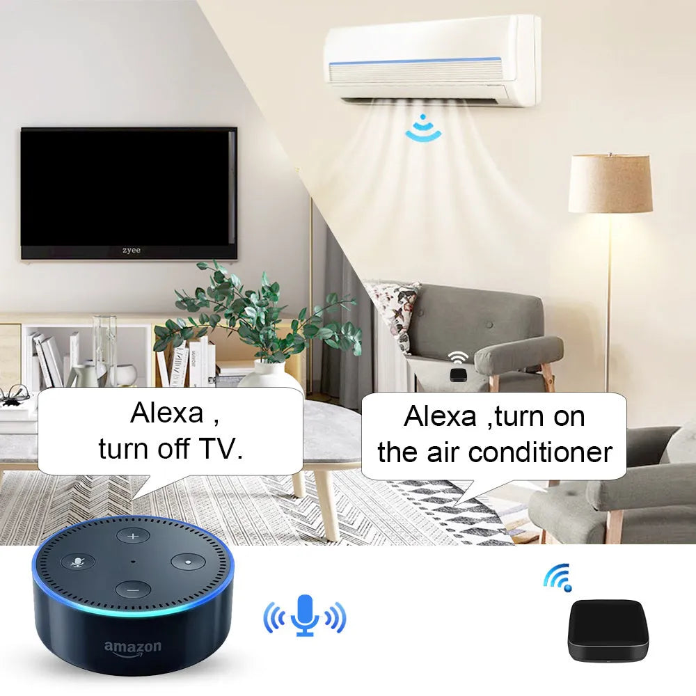 Black voice control universal infrared remote with WiFi connectivity