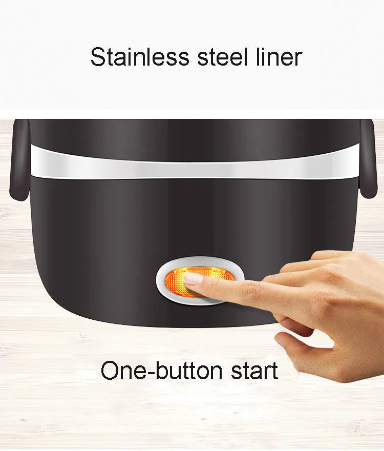 USB-powered electric heated lunch box with two-layer and three-layer capacity options