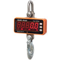 Orange electronic crane scale with digital display, showing 500 kg maximum capacity for industrial weighing.