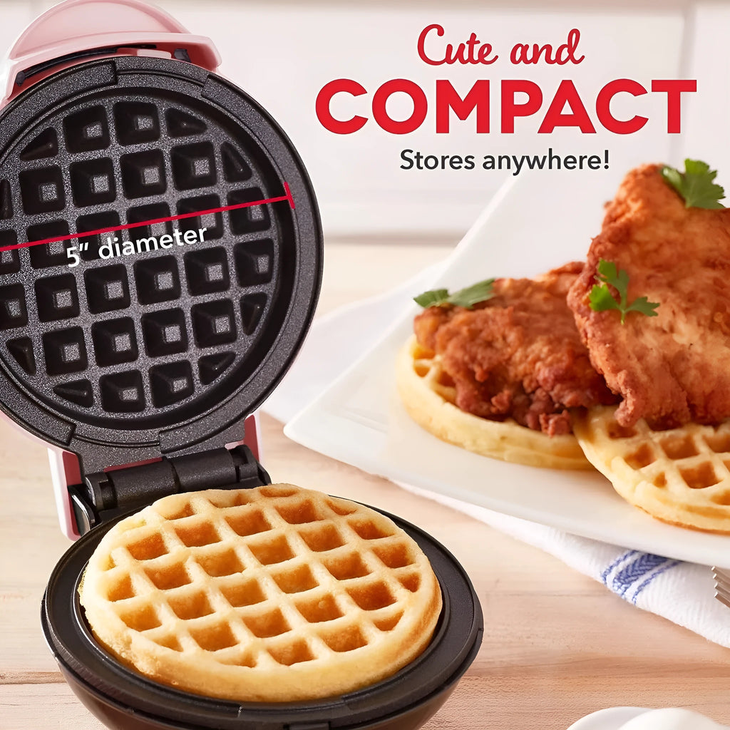 Mini waffle machine in white, 16.5cm, with electric heating, for making waffles and pancakes