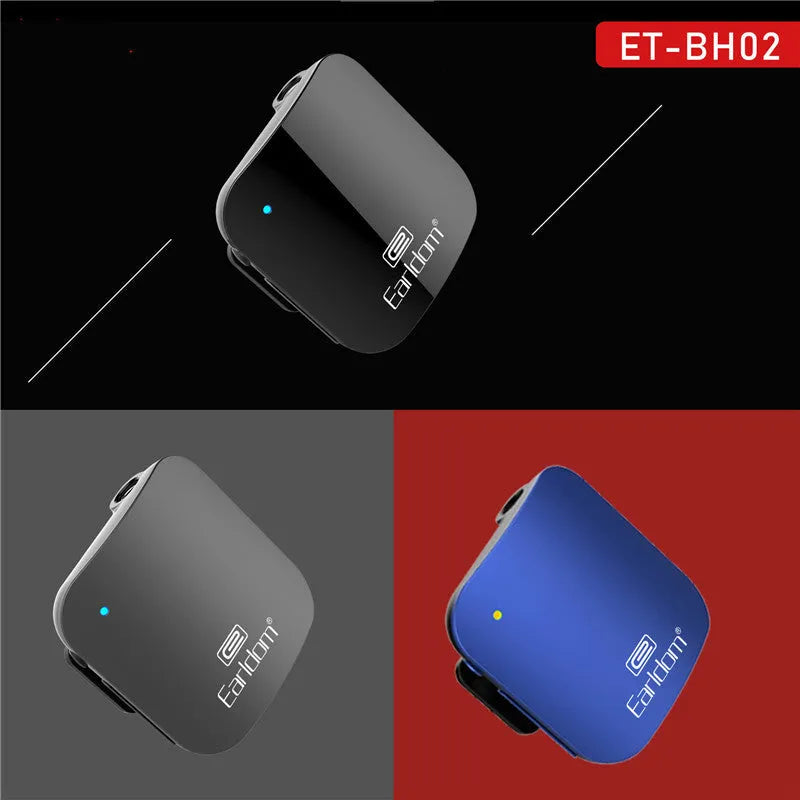 Bluetooth lavalier headphones wireless audio receiver in black, grey or red with 10m range