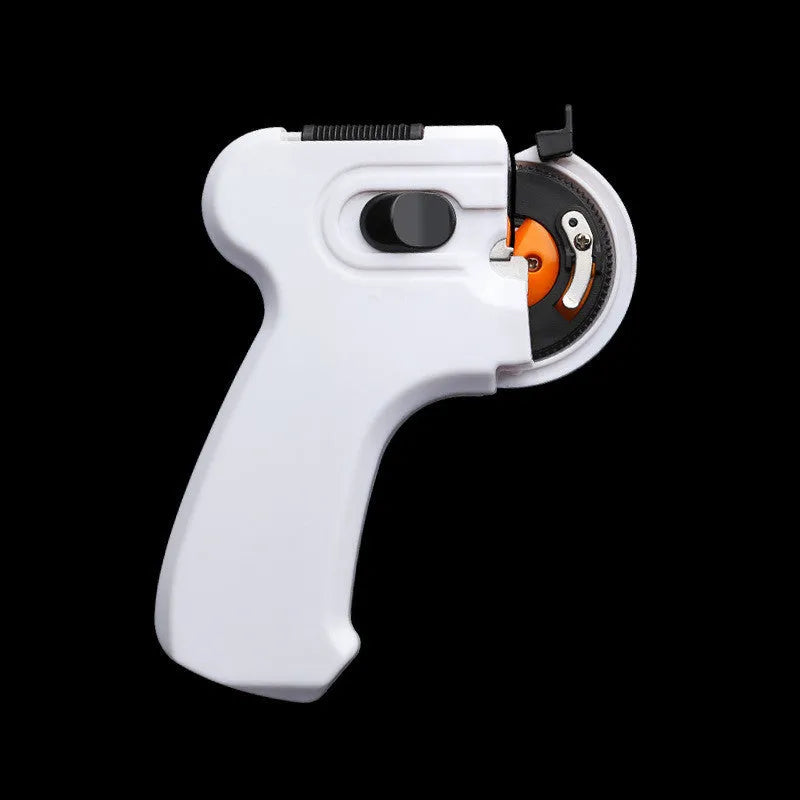 Fully automatic hook tie device in ABS plastic, shown in Black, Tan and White, with Long and Short size options for fishing hook tying.