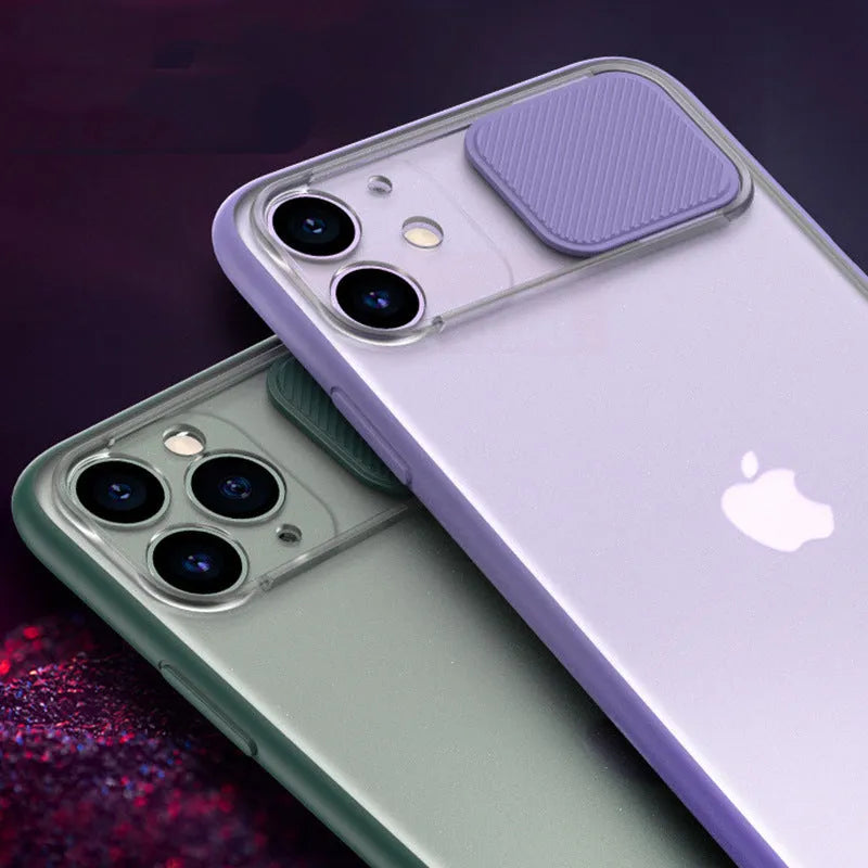 Silicone iPhone case with frosted texture around camera lens in solid colour