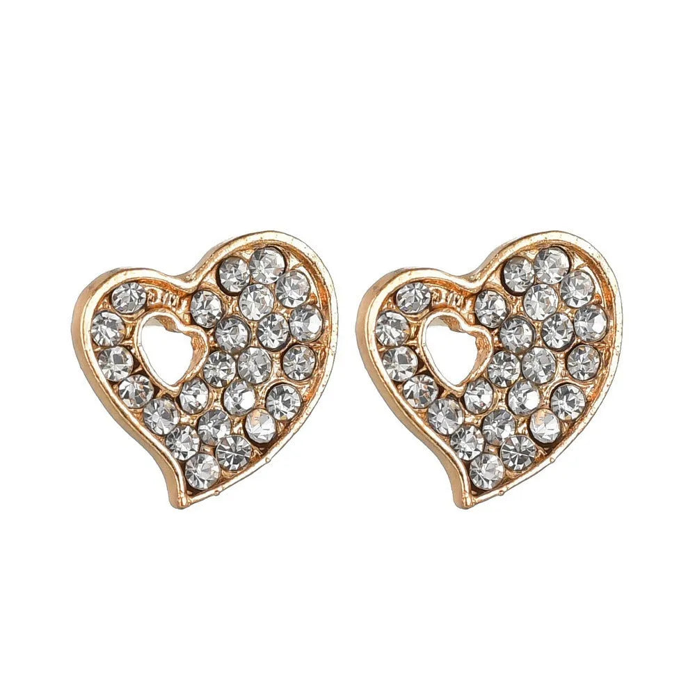 Women's gold electroplated jewellery set with earrings, pendant, and hand decoration featuring love, water drop, and bell patterns