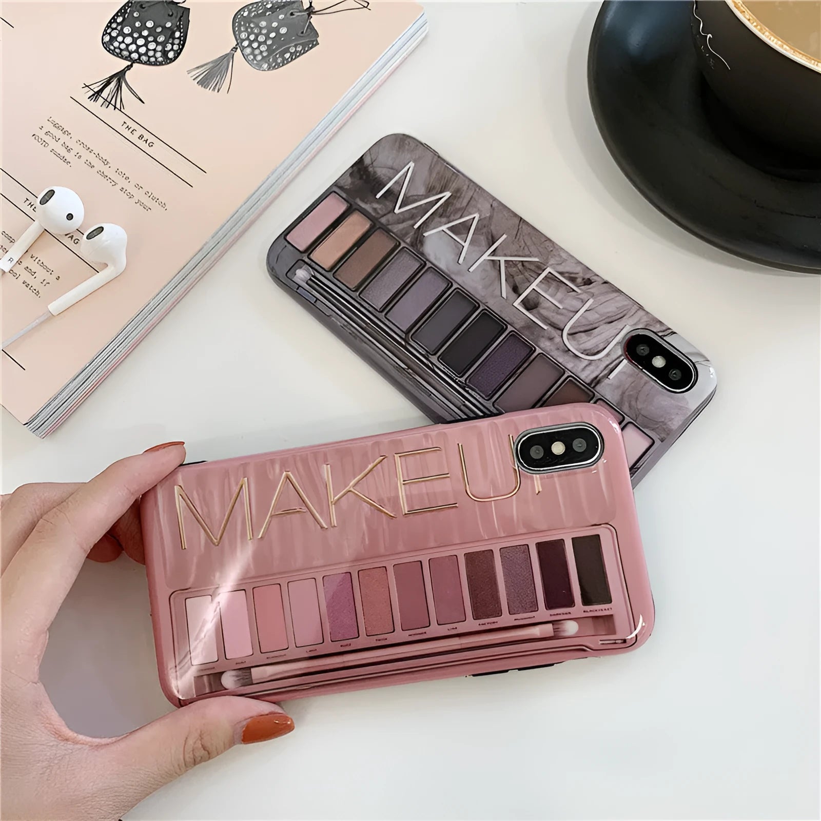 Soft silicone iPhone case with eye shadow pattern in Flesh colour for iPhone 11.