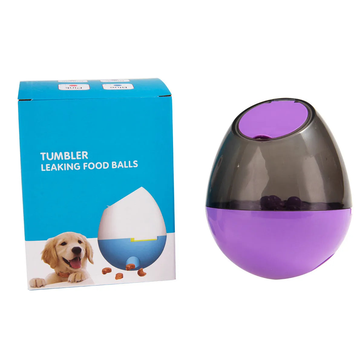 Interactive dog cup food dispenser leaky ball in black, hard plastic, large size