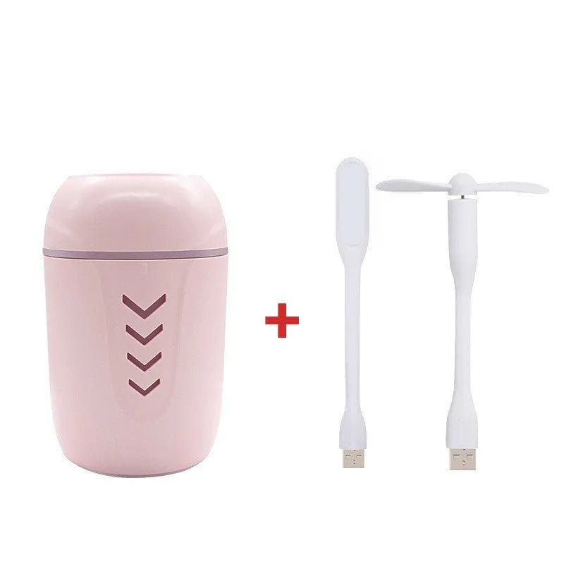 X3 portable car humidifier in blue, pink, or white with 200ml tank and USB/AC power