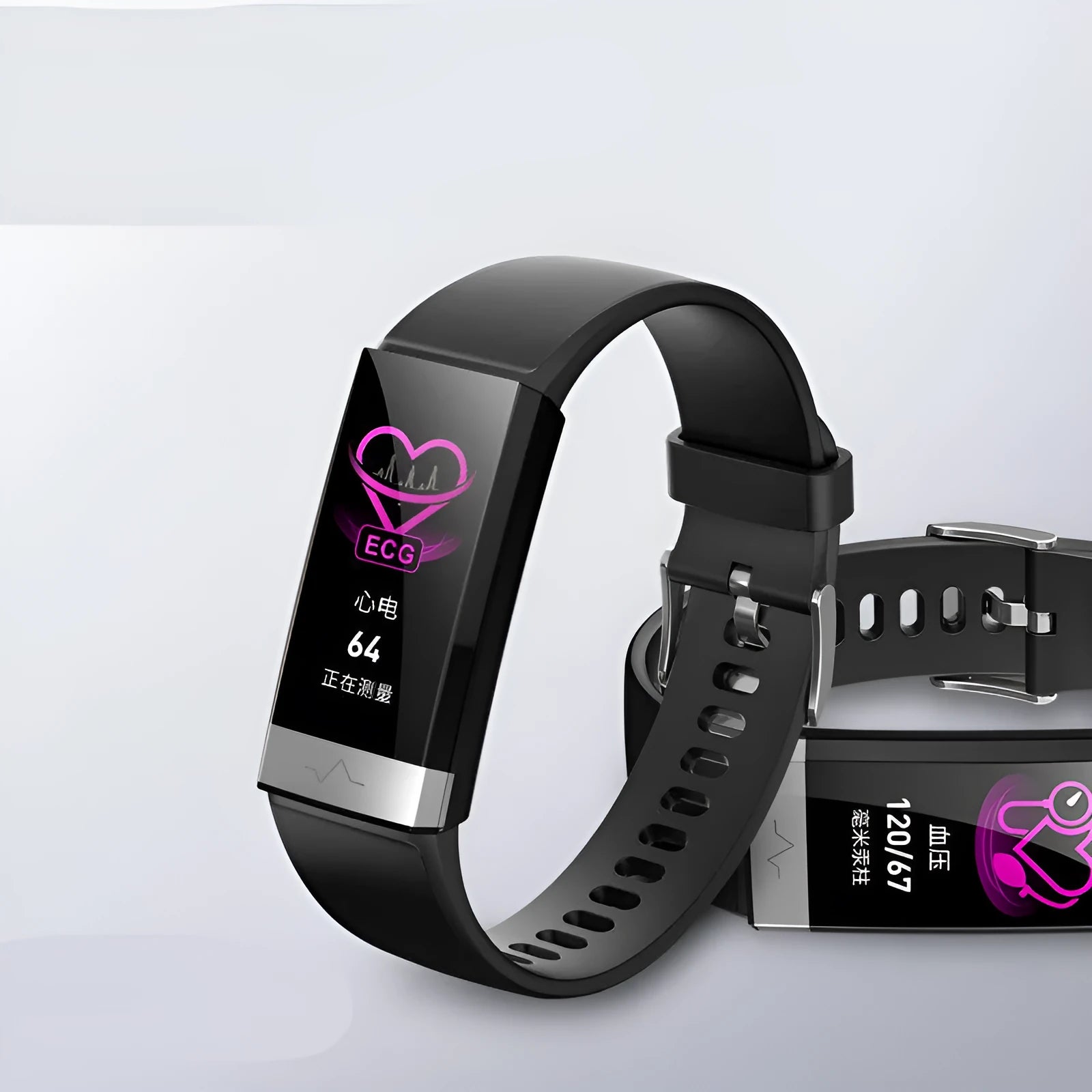 V19 smart health bracelet with colour display on a black TPU strap.