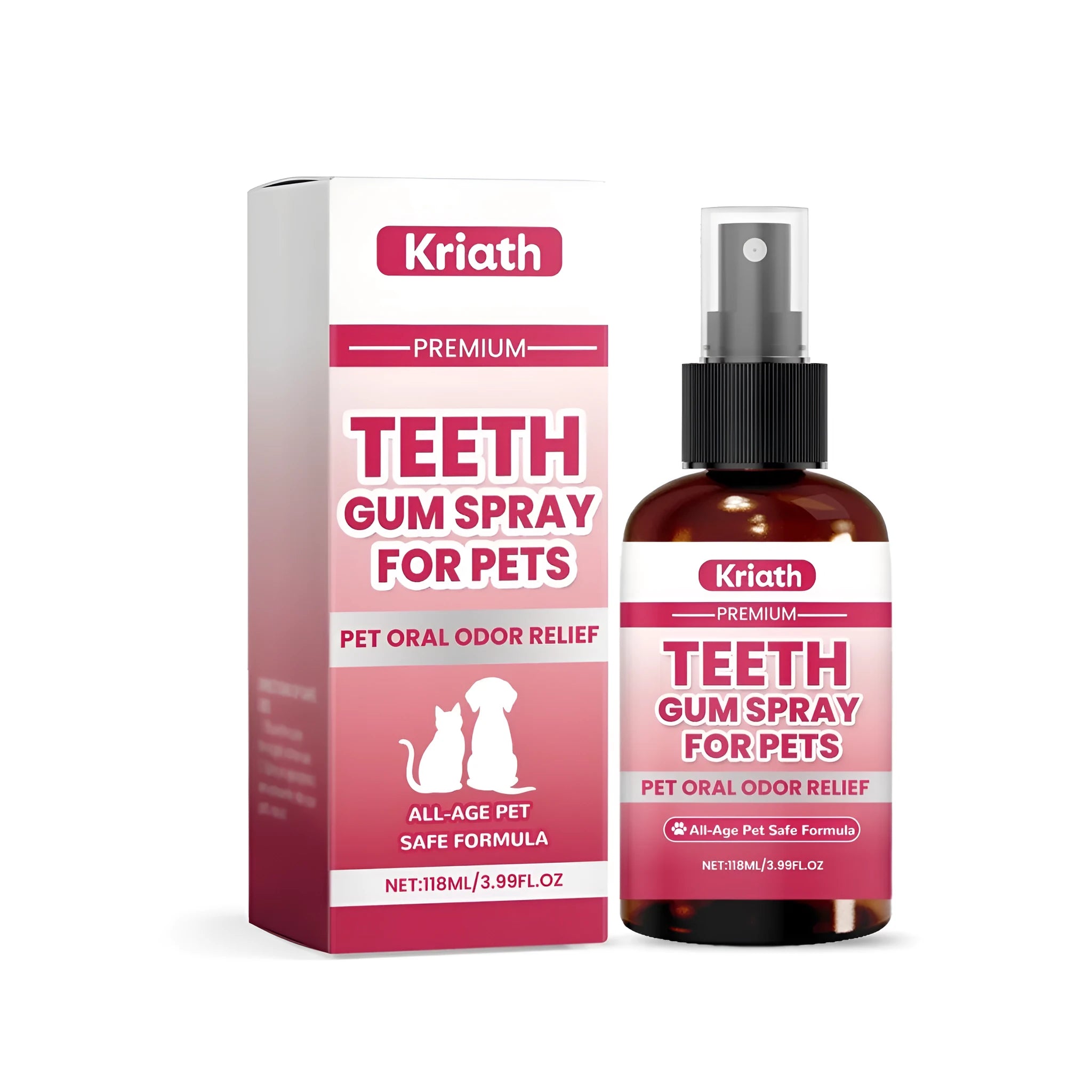 118ml pet teeth gum spray bottle with mint oral care formula for dogs and cats