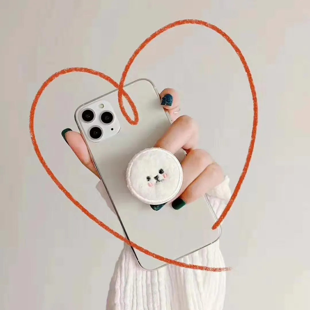 Metal ring buckle phone case bracket paste in dark brown colour for universal phone stand use