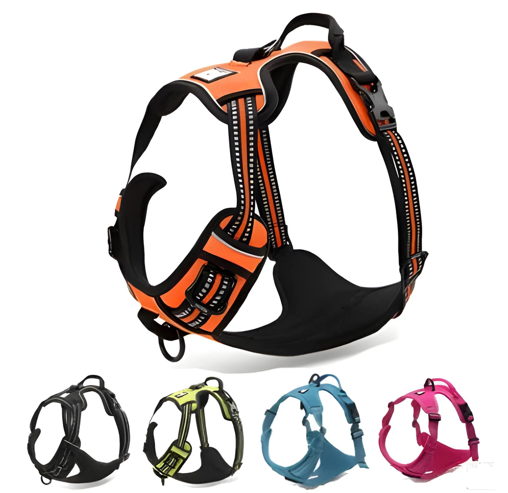 Orange Truelove adjustable reflective nylon dog harness with quick-release buckle and back handle