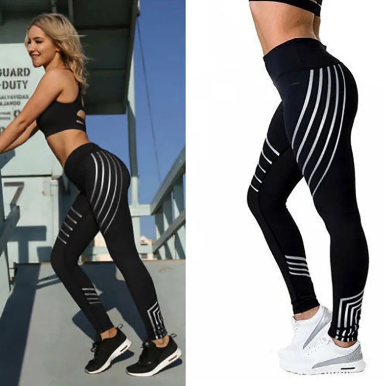 Women's milk silk workout leggings with print pattern in black and white colour options