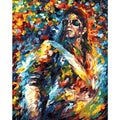 DIY digital painting kit showing 40×50cm canvas with body artwork, three paint brushes, and wall hooks
