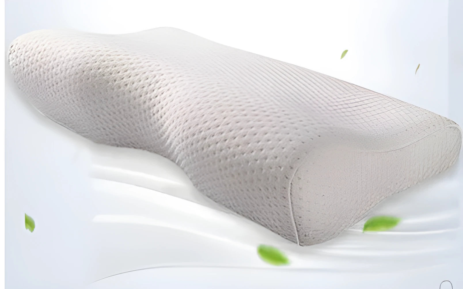 Blue butterfly-shaped cervical memory foam pillow showing contour design for neck support