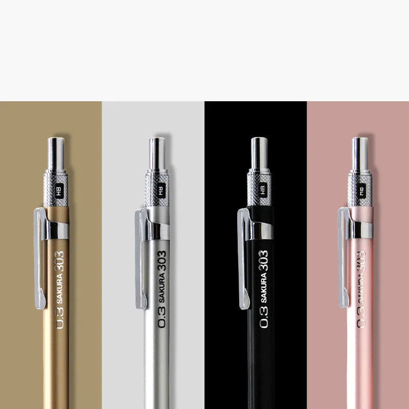 Japanese cherry design metal mechanical pencil in gold, silver, black or pink colour