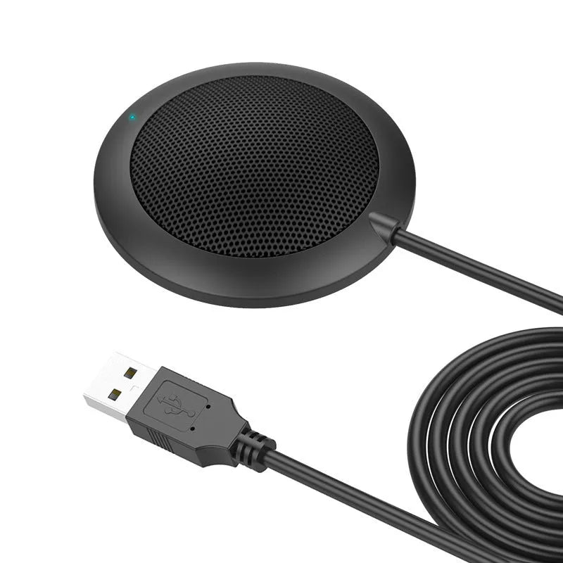 Black USB omnidirectional microphone with zinc alloy shell and metal mesh cover
