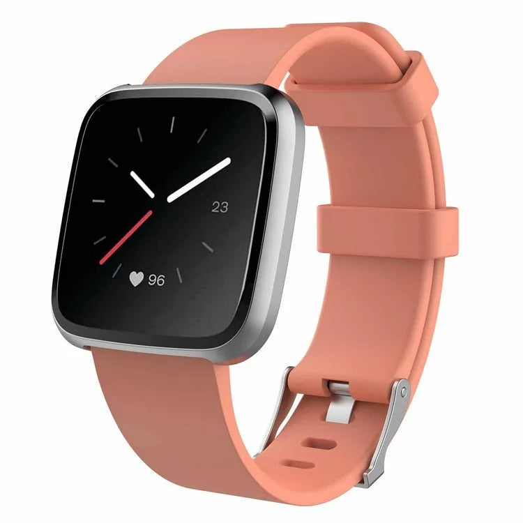 Fitbit Versa Lite replacement wrist strap in large size, showing TPE material and multiple colour options.