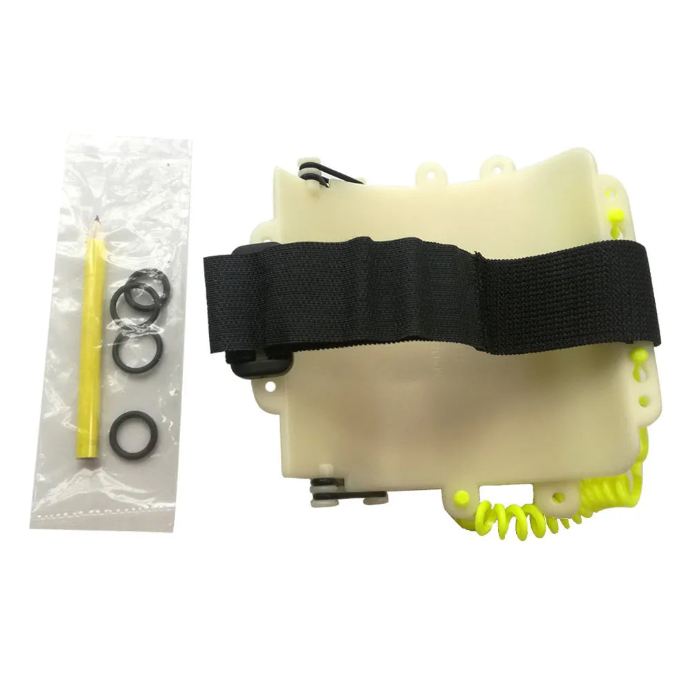 White luminous underwater writing wristboard for scuba divers with pencil and spare O-ring