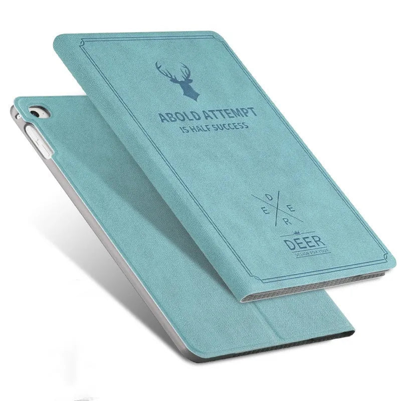 Flat protective cover for iPad in clamshell style, imitation leather exterior, PC inner shell