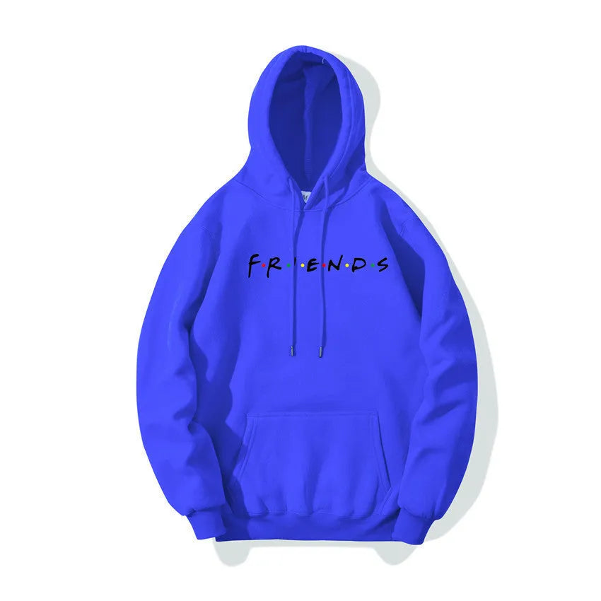 Letter printed plush hoodie in black available in sizes S to 3XL