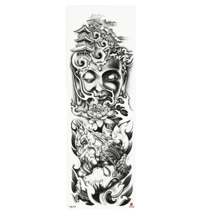 Full arm waterproof tattoo sticker 480x170mm with transfer process semi-manual production