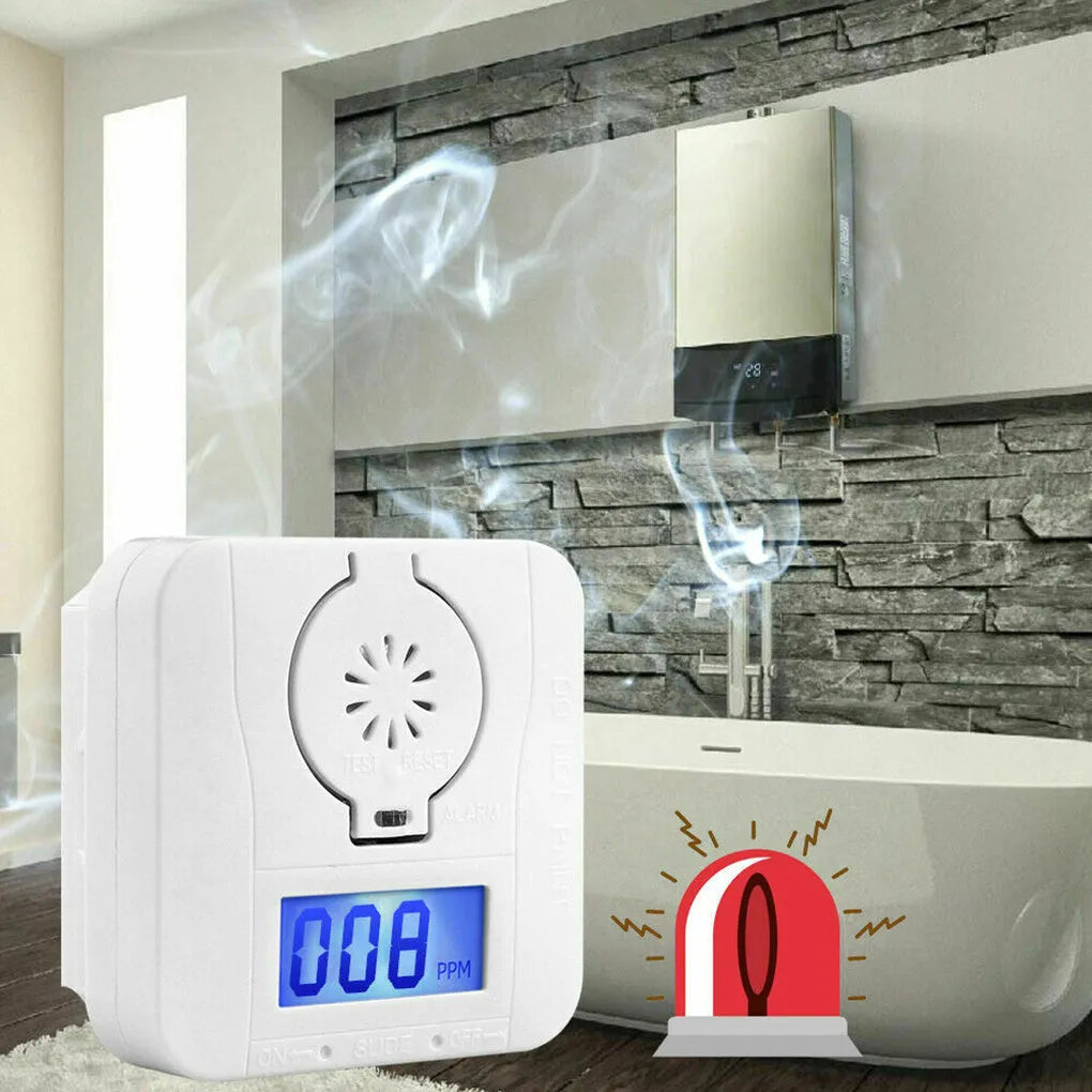 White wireless carbon monoxide alarm unit for wall mounting.