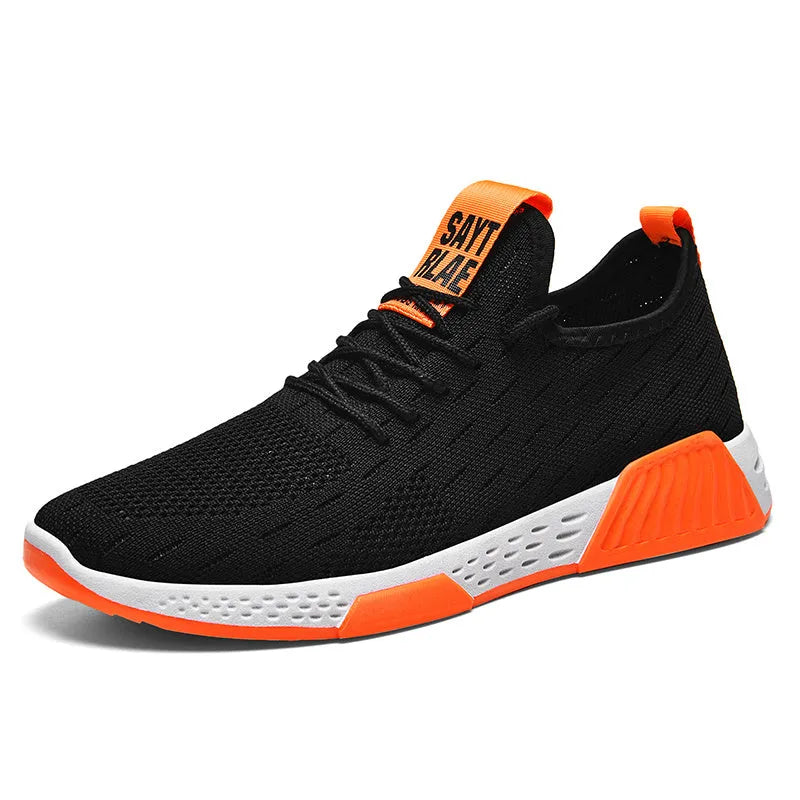 Casual running shoes with mesh upper and plastic sole in black colour style