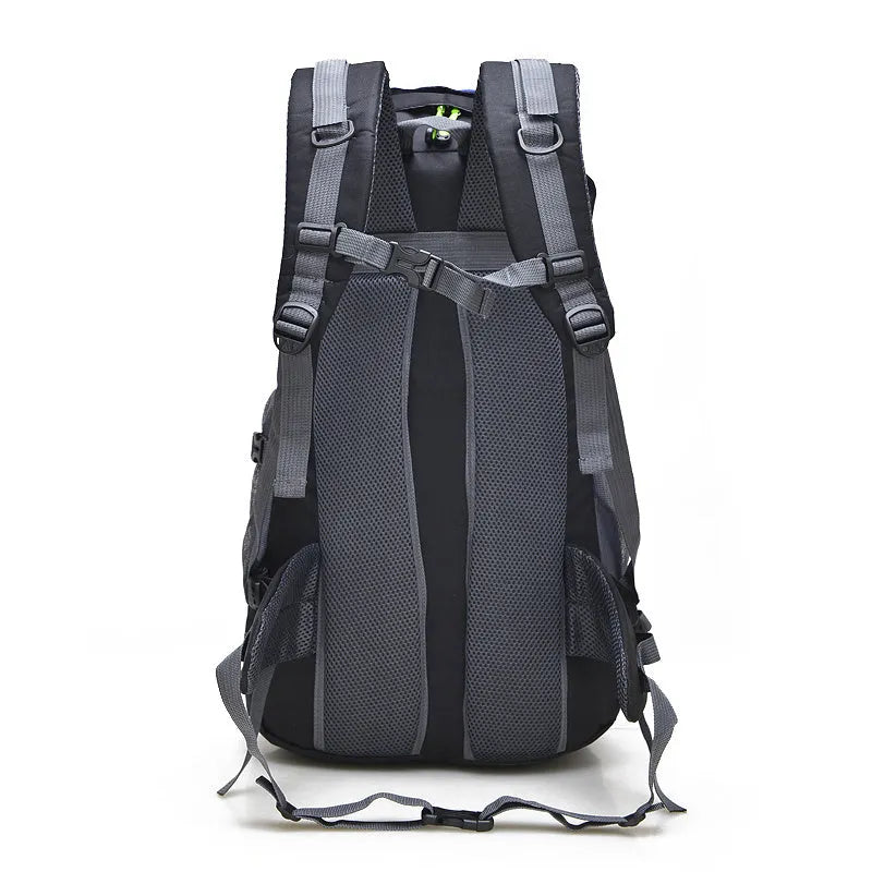 50L waterproof foldable nylon backpack in red with adjustable straps and chest belt