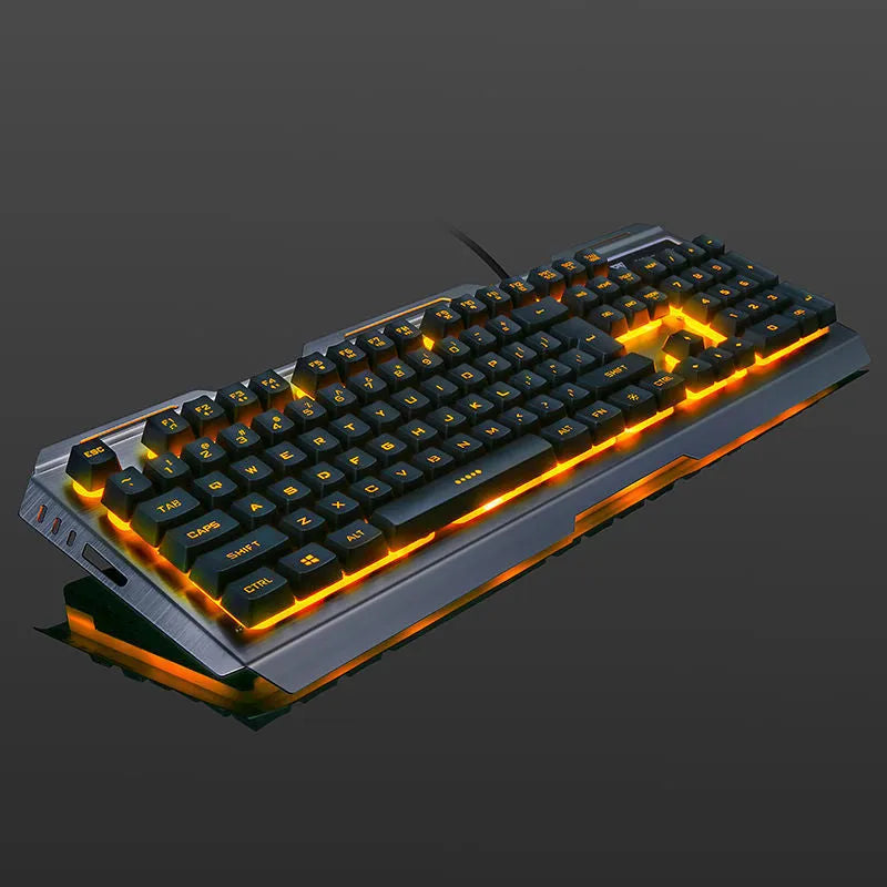 Wired gaming keyboard and mouse set with USB cable, backlit keys, and 3200dpi optical mouse, Tricolor rainbow colour
