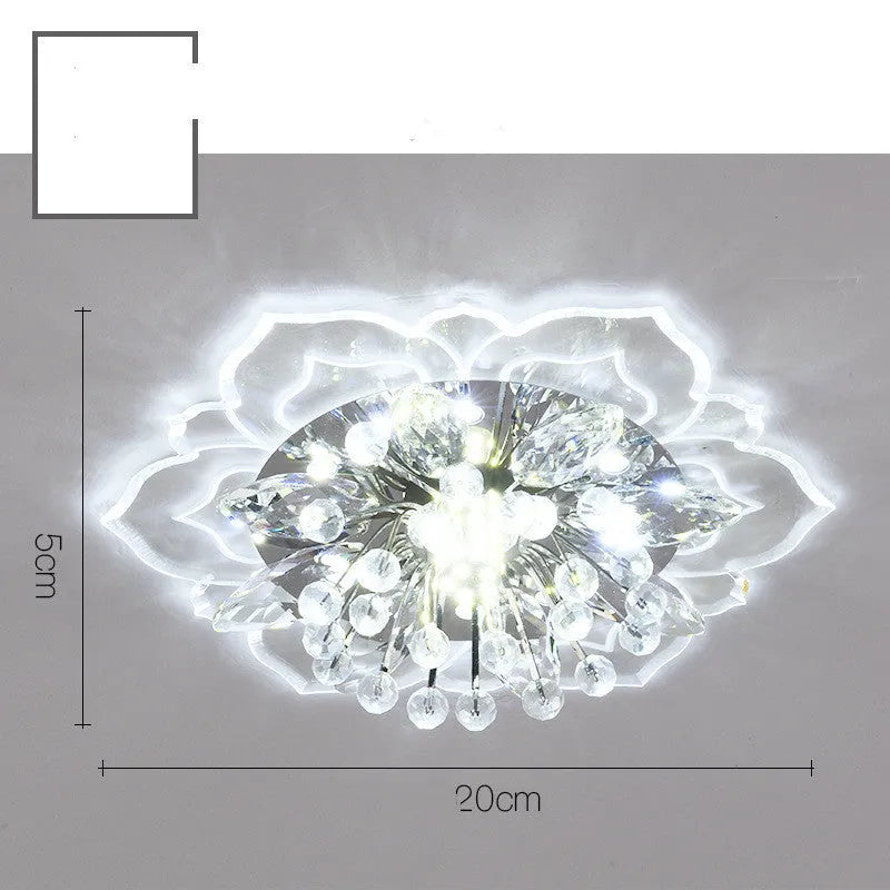 Modern crystal ceiling lamp with flower-shaped shade and LED light in warm white, white, or colour options.