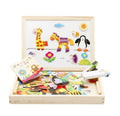 Children's magnetic animal jigsaw puzzle toy with double-sided easel, drawing board, blackboard, magnetic wood, 31cm x 24cm
