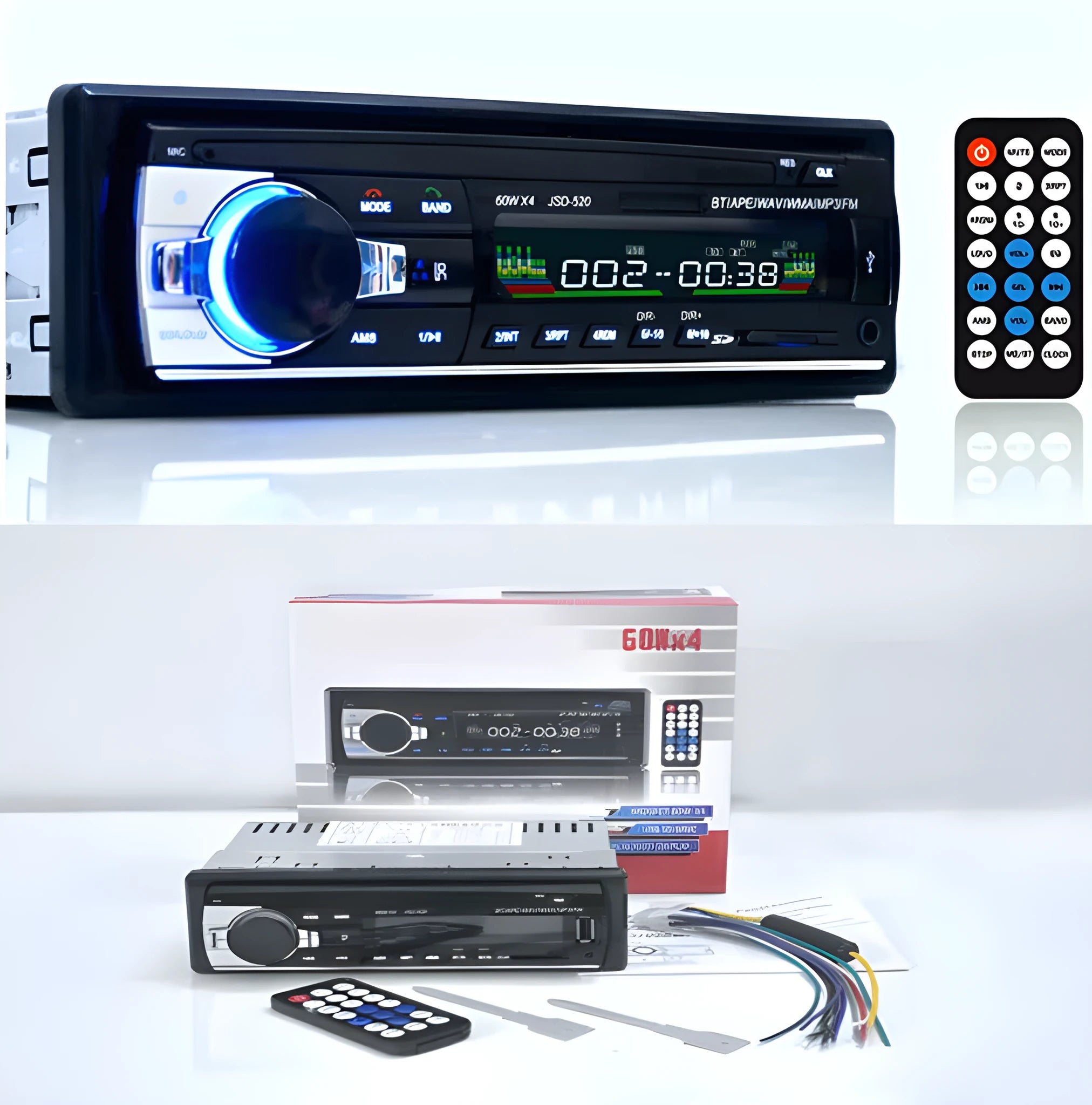 JSD-520 Bluetooth car stereo FM radio MP3 player with USB SD aux and remote control