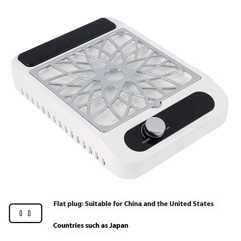 White Q2 style nail dust collector vacuum with adjustable speed control and filter net