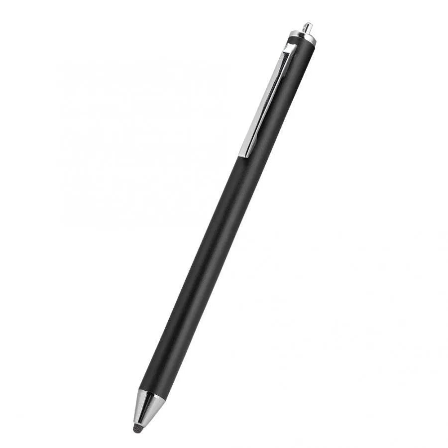 Fine tip metal stylus pen for touch screen tablets and smartphones in assorted colours.